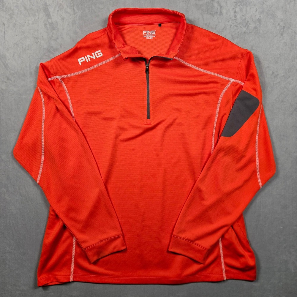 Ping Sweatshirt Mens XXL Orange 1/4 Zip Performance Ranger Golf Pullover